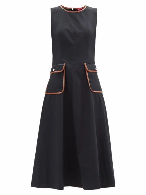 Staud - Bait Faux Leather-trimmed Cotton-blend Dress - Womens - Black