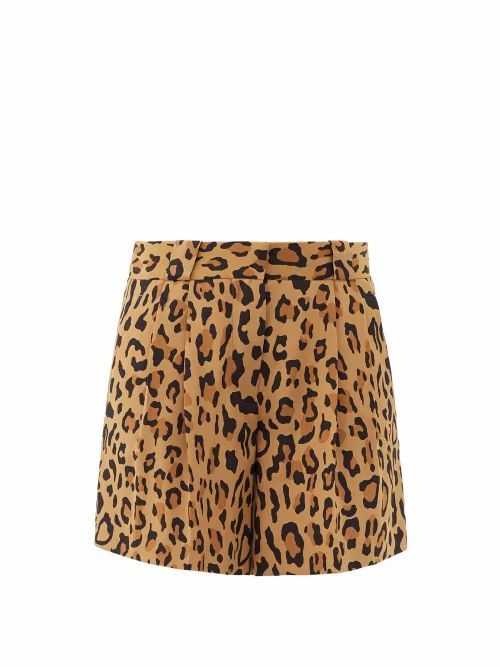 Simba Fell Leopard-print Silk-faille Shorts - Womens - Leopard