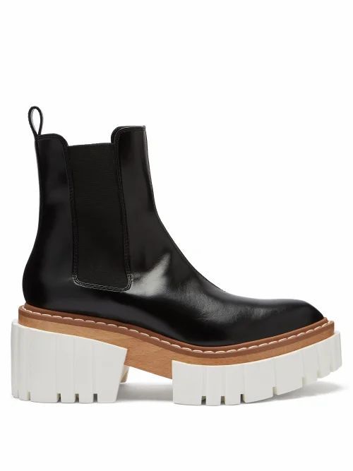 Stella Mccartney - Emilie Faux-leather Platform Chelsea Boots - Womens - Black White