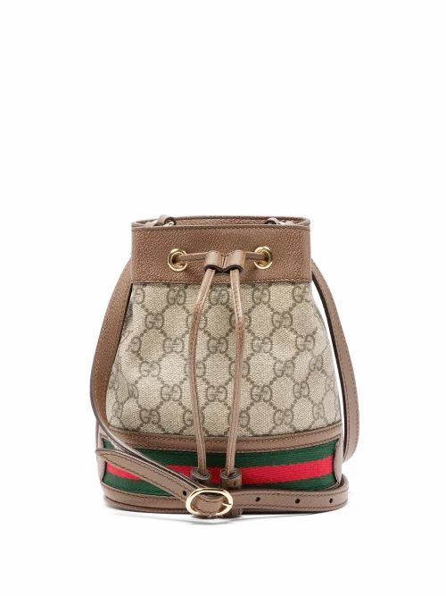 Ophidia Mini Gg Supreme And Leather Bucket Bag - Womens - Grey Multi