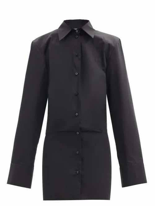 The Attico - Margot Padded-shoulder Cotton Shirt Dress - Womens - Black