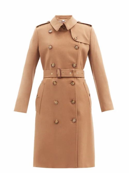 Burberry - Kensington Pressed-cashmere Trench Coat - Womens - Bronze