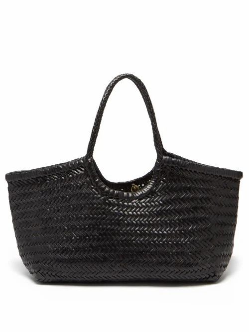 Nantucket Woven-leather Basket Bag - Womens - Black