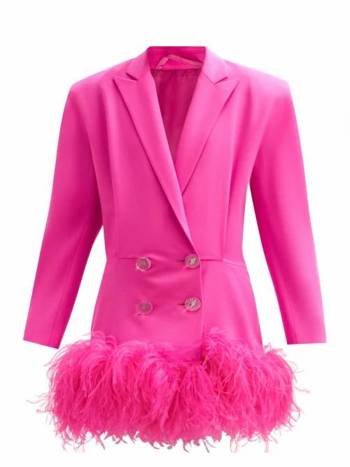 The Attico - Feather-trimmed Wool-blend Mini Blazer Dress - Womens - Fuchsia
