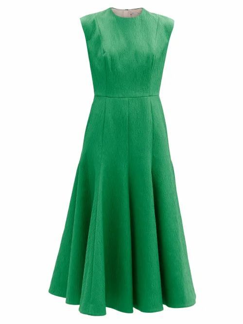 Denver Sleeveless Cloqué Midi Dress - Womens - Green