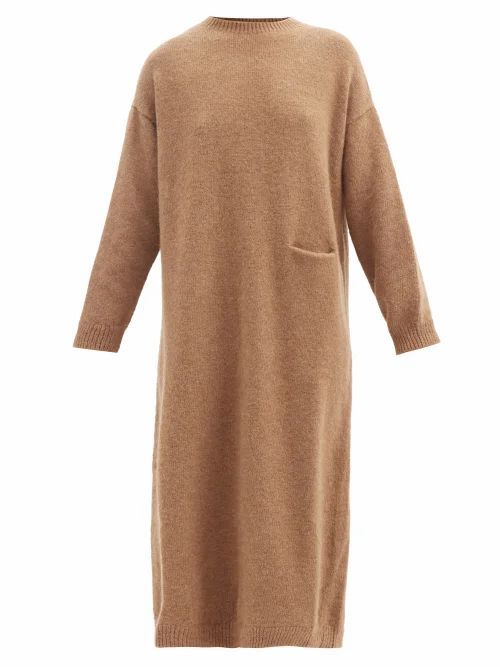 Slip-pocket Alpaca-blend Sweater Dress - Womens - Tan