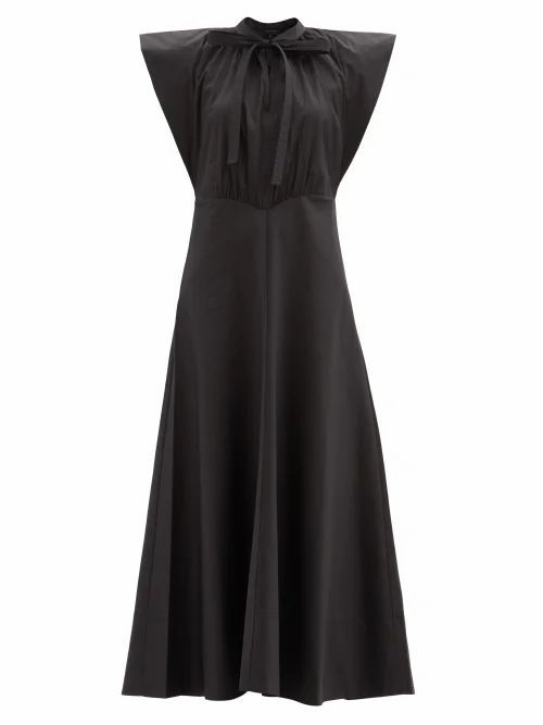 Maleo Cotton-blend Poplin Maxi Dress - Womens - Black
