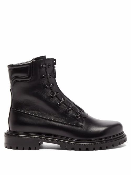 Aquazzura - Kicks Lace-up Leather Ankle Boots - Womens - Black