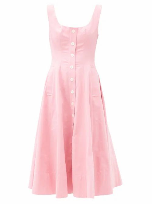 Staud - Loretta Square-neck Cotton-blend Dress - Womens - Pink