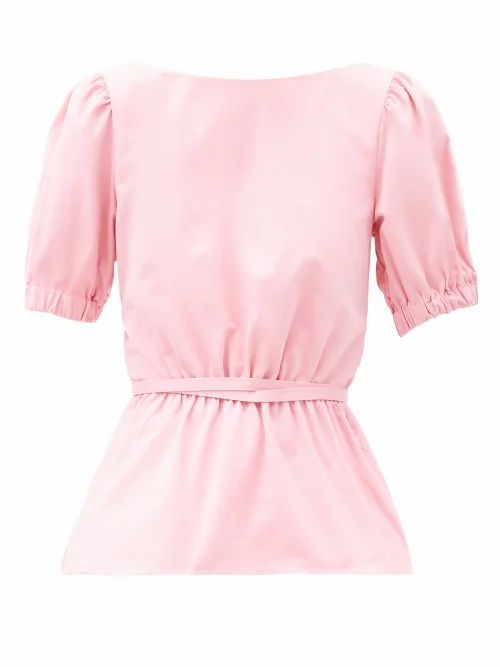 Staud - Marie Open-back Cotton-blend Top - Womens - Pink