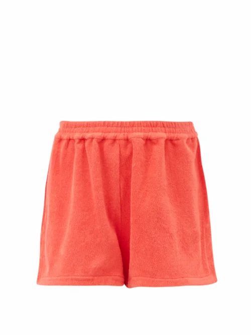Terry - Estate High-rise Cotton-terry Shorts - Womens - Red