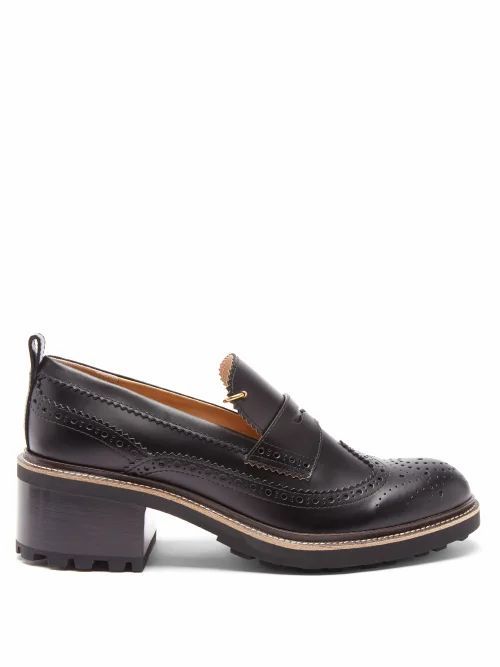 Chloé - Franne Tread-sole Leather Penny Loafers - Womens - Black