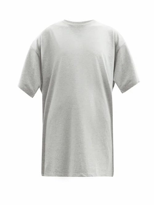 Raey - Long-line Heavy Cotton-jersey T-shirt - Womens - Grey Marl