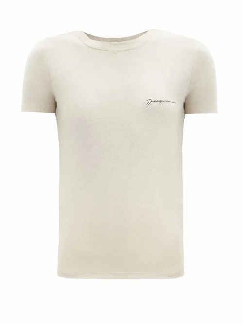 Jacquemus - Logo-embroidered Jersey T-shirt - Womens - Beige