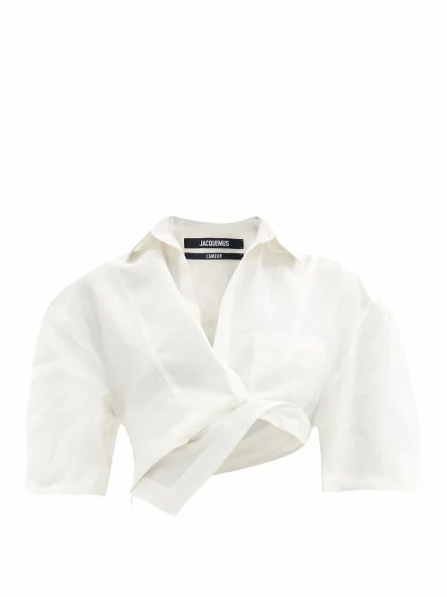 Jacquemus - Capri Asymmetric Cotton-blend Cropped Top - Womens - Beige