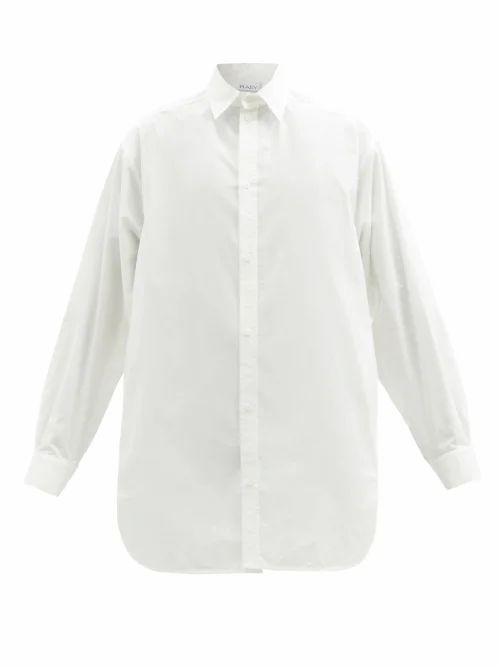 Oversized Dropped-shoulder Cotton-blend Shirt - Womens - White