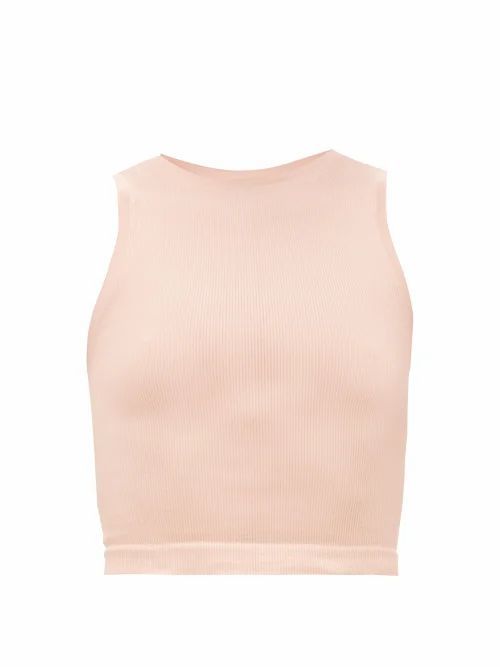 Prism² - Luminous Cropped Ribbed Tank Top - Womens - Light Pink