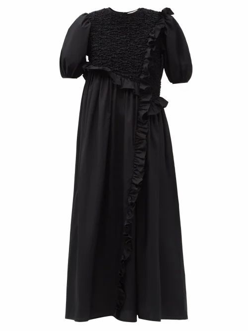Chloe Ruffled Cotton-blend Poplin Dress - Womens - Black