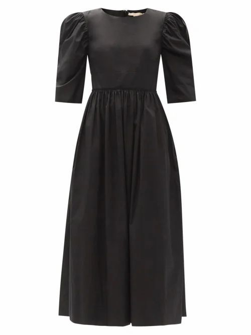 Brock Collection - Quartine Gathered Cotton-poplin Dress - Womens - Black