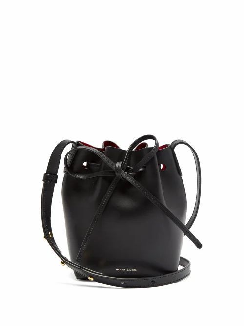 Mansur Gavriel - Red-lined Mini Mini Leather Bucket Bag - Womens - Black Multi