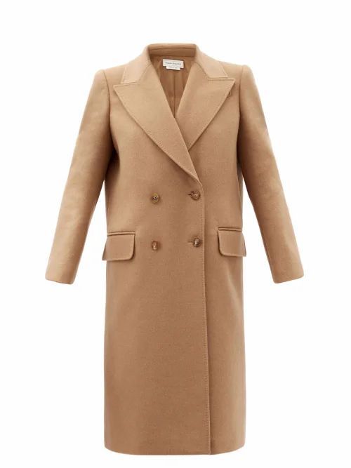 Alexander Mcqueen - Double-breasted Camel-hair Coat - Womens - Camel