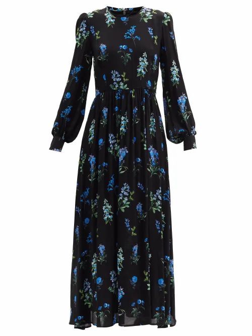Goat - Liberty Floral-print Crepe Maxi Dress - Womens - Black Blue