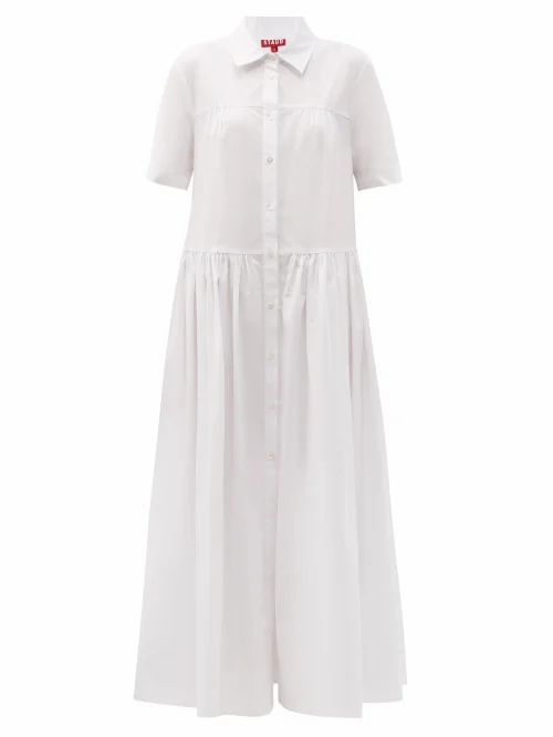 Staud - Guilia Short-sleeved Cotton-poplin Shirt Dress - Womens - White