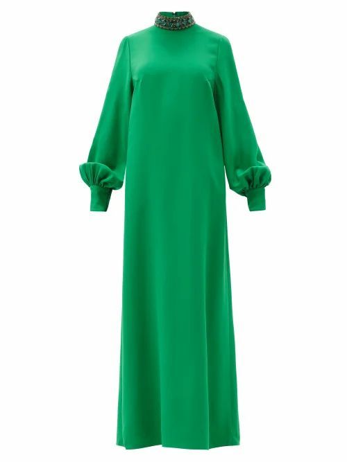 Andrew Gn - Crystal-embellished Crepe Gown - Womens - Green
