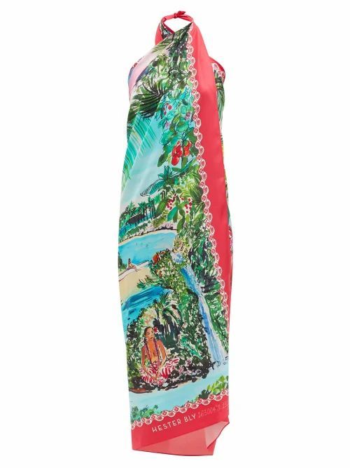 Hester Bly - The Aimata Bora Bora-print Silk Dress - Womens - Multi