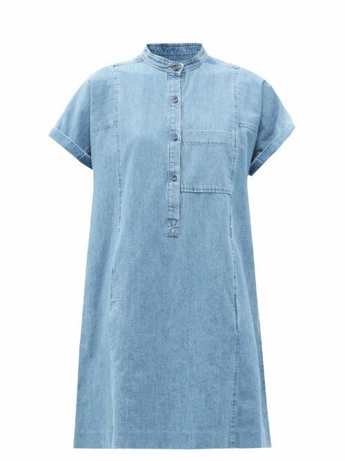 A.P.C. - Temple Denim Mini Shirt Dress - Womens - Light Blue