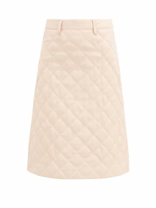 Lona Quilted-leather Midi Skirt - Womens - Light Pink