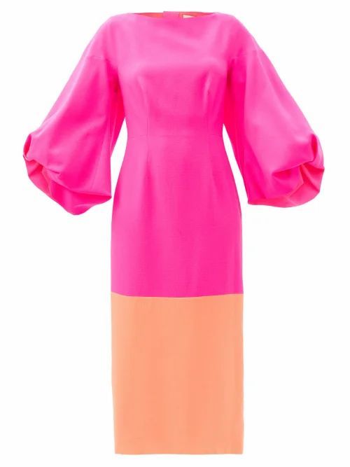 Roksanda - Garance Bi-colour Wool-crepe Midi Dress - Womens - Pink Multi