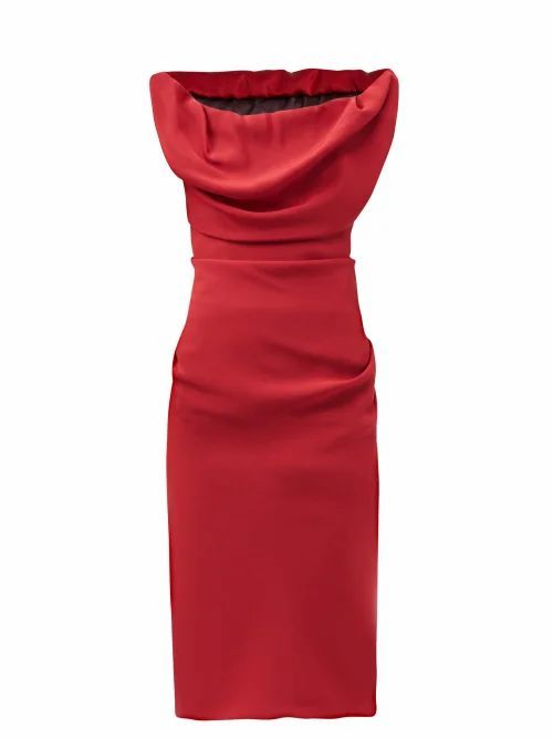 Ginnie Cowl-neck Satin Dress - Womens - Red