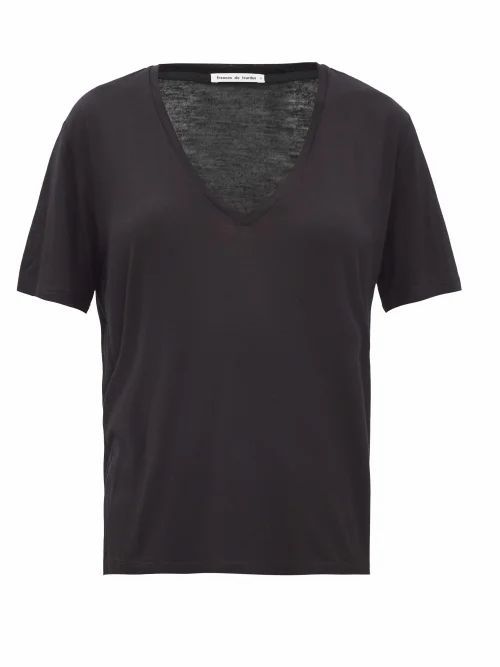 Frankie V-neck Jersey T-shirt - Womens - Black