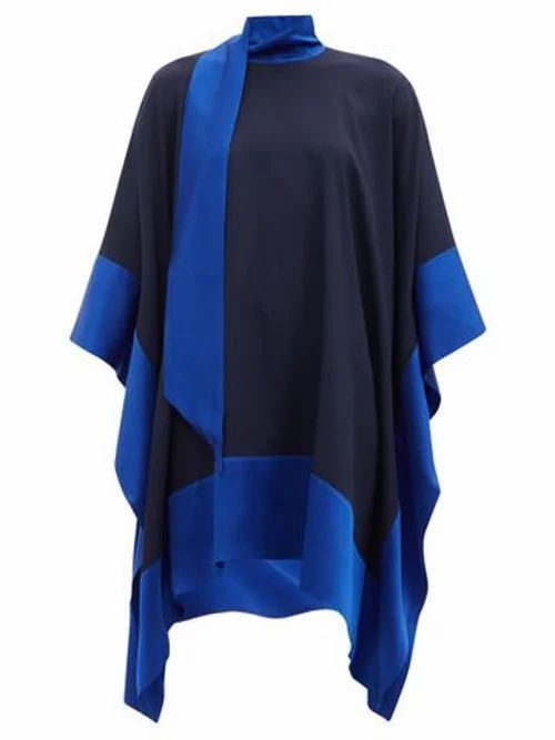 Palm Beach Satin-panel Crepe Dress - Womens - Blue