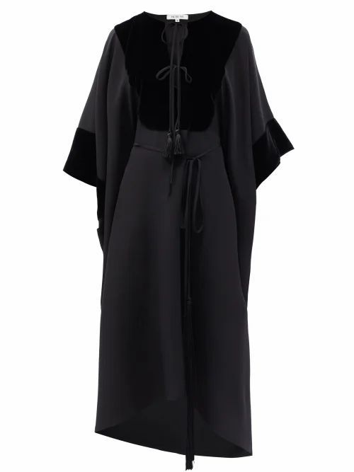 Fil De Vie - Anis Velvet-yoke Silk-crepe Dress - Womens - Black