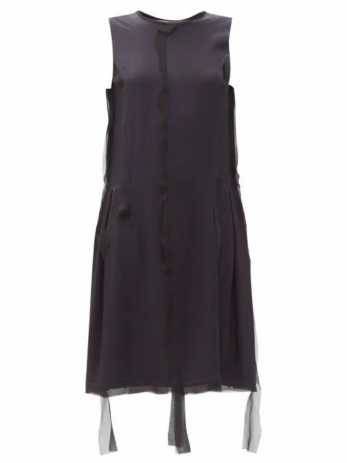 Maison Margiela - Raw-edged Chiffon-trim Crepe Dress - Womens - Navy