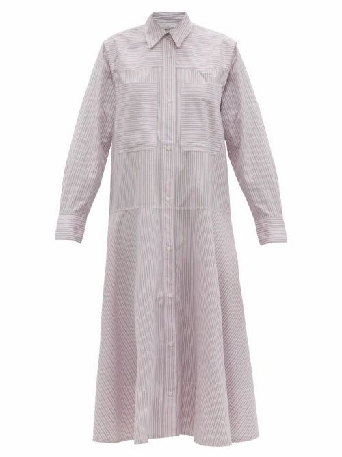 Anika Striped Cotton-poplin Shirt Dress - Womens - Light Pink