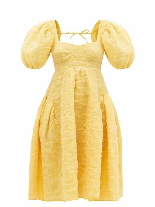 Lumi Silk-blend Cloud-matelassé Dress - Womens - Yellow