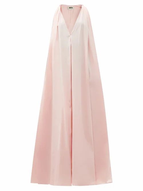 Knotted-shoulder Poplin Gown - Womens - Light Pink