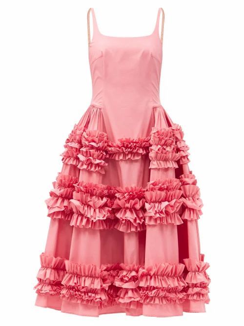 Molly Goddard - Angie Frilled Cotton-poplin Dress - Womens - Pink