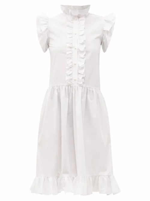 Batsheva - Claude Ruffled Cotton-poplin Dress - Womens - White