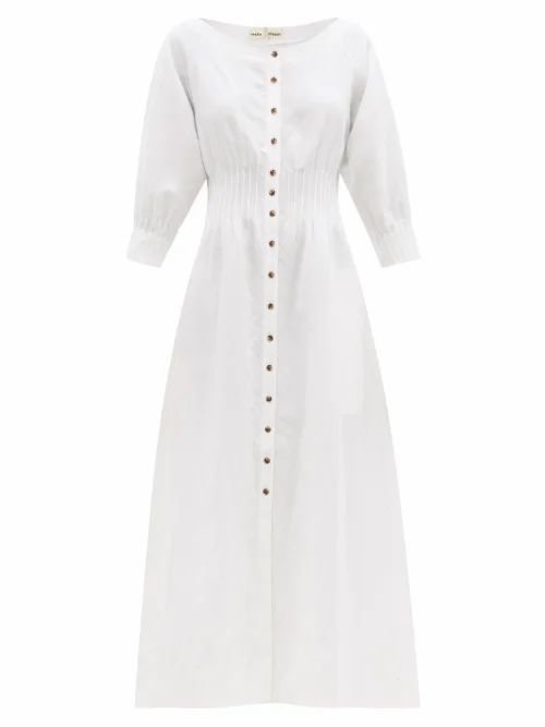 Amia Darted Lyocell-blend Midi Dress - Womens - White