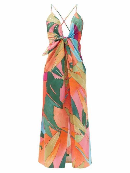Lolita Tropical-print Organic-cotton Dress - Womens - Pink Multi