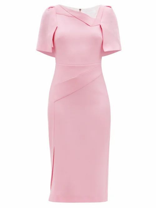 Roland Mouret - Fenton Cape-back Wool-crepe Pencil Dress - Womens - Light Pink