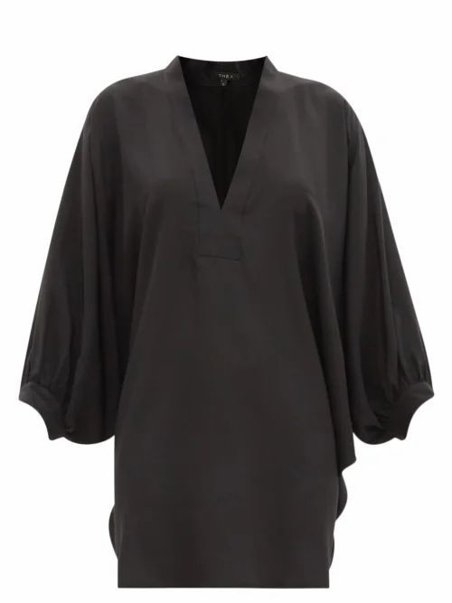 Thea - The Phile Silk Crepe De Chine Mini Dress - Womens - Black