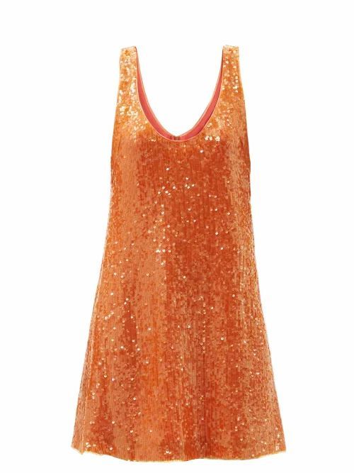 Galvan - Delirium Sequinned-crepe Mini Dress - Womens - Orange