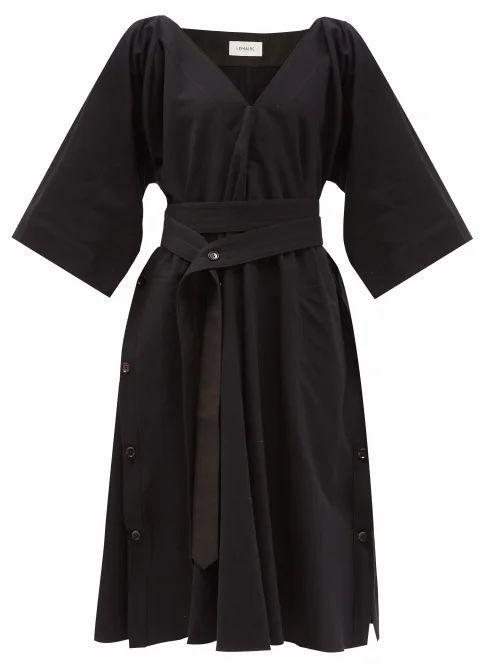 Belted Gabardine Dress - Womens - Black