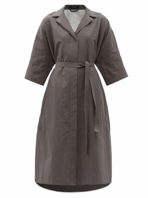 Joseph - Drita Cotton-blend Shirt Dress - Womens - Dark Grey