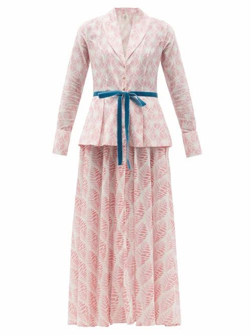 America Rose-print Cotton Maxi Dress - Womens - Light Pink